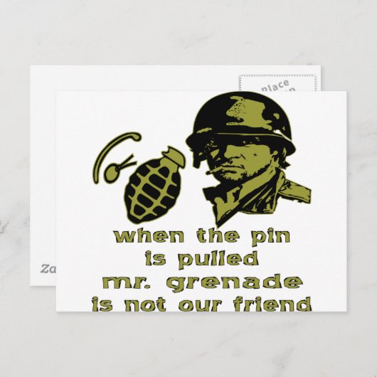 Carte Postale Grunt Quand On Tire L'Épingle, M. Grenade (Devant / Derrière)
