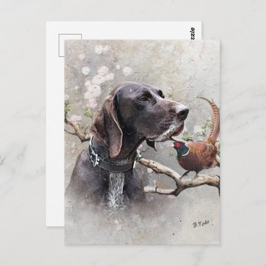 Carte Postale GSP Hunting Art – Precision, Passion, and Pheasant (Devant / Derrière)