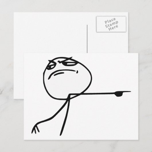 Carte Postale GTFO Sortez Guy Rage Face Comic Meme (Devant / Derrière)