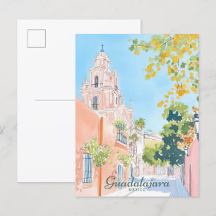 Carte Postale Guadalajara Mexique Gouache Illustration Voyage