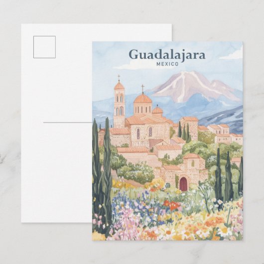 Carte Postale Guadalajara Mexique Gouache Illustration Voyage (Devant / Derrière)