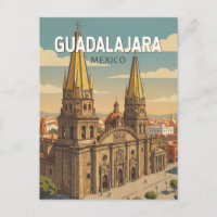 Guadalajara Mexique Illustration Voyage Art Vintag