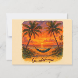 Carte Postale Guadeloupe – Coucher de Soleil Tropical avec Hamac