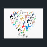 Carte postale Guadeloupe – Motif coeur multicolore<br><div class="desc">Cette carte postale de Guadeloupe présente un cœur multicolore formé de silhouettes tropicales avec la mention "I Love". Parfaite pour envoyer un message ensoleillé ou comme souvenir des Antilles françaises.</div>