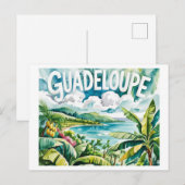 Carte Postale Guadeloupe Tropicale Paysage Caraïbes Aquarelle (Devant / Derrière)