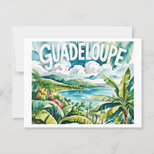 Carte Postale Guadeloupe Tropicale Paysage Caraïbes Aquarelle