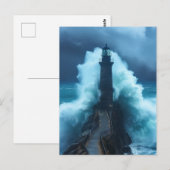 Carte Postale Guardian Tempestueux - Phare Dans La Mer Stormy (Devant / Derrière)