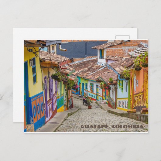 Carte Postale Guatapé, Colombie, rue colorée (Devant / Derrière)