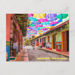 Carte Postale Guatapé, Colombie, rue des parapluies
