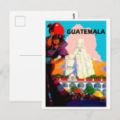 Carte Postale Guatemala, femme indigène avec poterie, pyramide (Devant / Derrière)