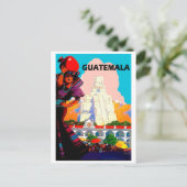 Carte Postale Guatemala, femme native avec poterie, pyramide (Debout devant)