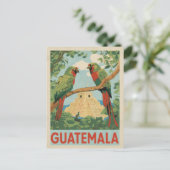 Carte Postale Guatemala Ruines mayas et oiseaux tropicaux Art de (Debout devant)