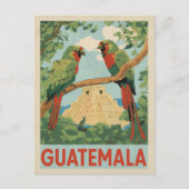 Carte Postale Guatemala Ruines mayas et oiseaux tropicaux Art de (Devant)