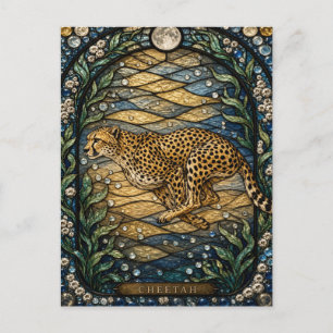 Carte Postale Guépard cuit plain vitrail Illumina