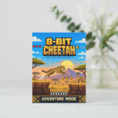 Carte Postale Guépard, Pixel Art Rétro 8 Bits (Debout devant)