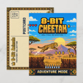 Carte Postale Guépard, Pixel Art Rétro 8 Bits (Devant / Derrière)