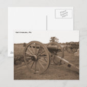 Carte Postale Guerre civile Cannon, Gettysburg, PA (Devant / Derrière)