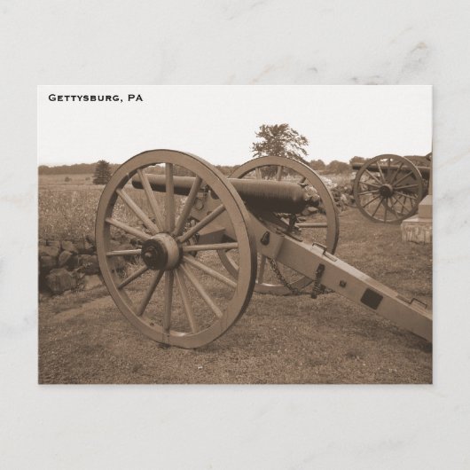 Carte Postale Guerre civile Cannon, Gettysburg, PA (Devant)