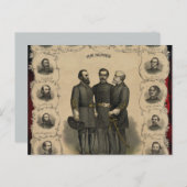 Carte Postale Guerre civile 🎖️ ⚔️ Héros Généraux du Sud (Devant / Derrière)