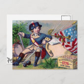 Carte Postale Guerre révolutionnaire drapeau de garçon patriotiq (Devant / Derrière)