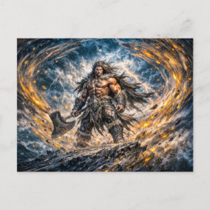 Carte Postale Guerrier Berserker de Fantasy Dynamique avec Ba Pu