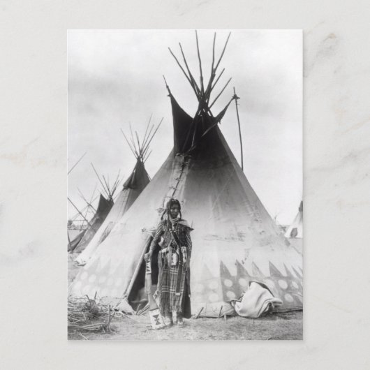 Carte Postale Guerrier Blackfoot, près de Calgary, Alberta, 1889 (Devant)