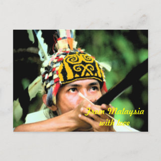 Carte Postale Guerrier Iban avec pipe