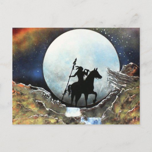 Carte Postale Guerrier solitaire sous la lune (Devant)