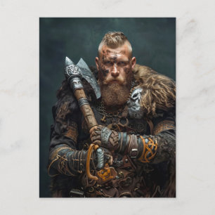 Carte Postale Guerrier Viking dans une tenue authentique