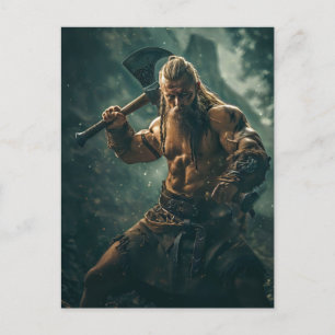 Carte Postale Guerrier Viking dans une tenue authentique