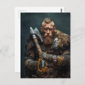 Carte Postale Guerrier Viking en tenue authentique (Devant / Derrière)