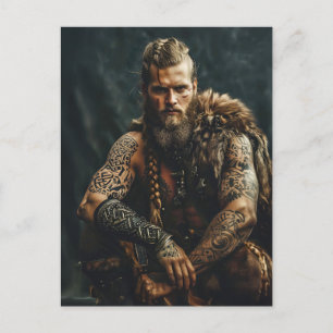 Carte Postale Guerrier Viking en tenue authentique