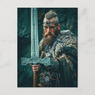Carte Postale Guerrier Viking en tenue authentique