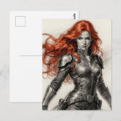 Carte Postale Guerrière aux cheveux roux (Devant / Derrière)