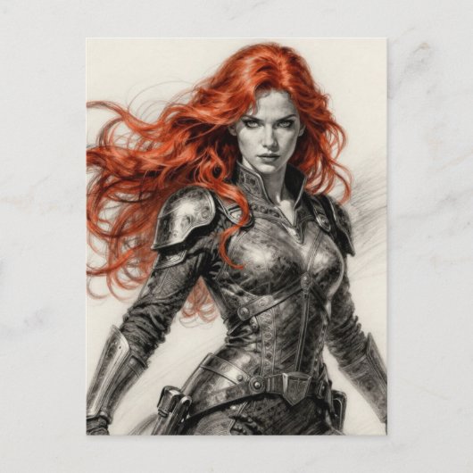 Carte Postale Guerrière aux cheveux roux (Devant)