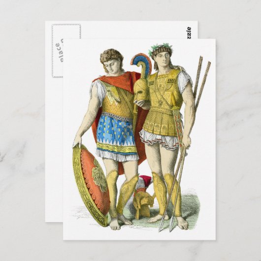 Carte Postale Guerriers grecs anciens (Devant / Derrière)