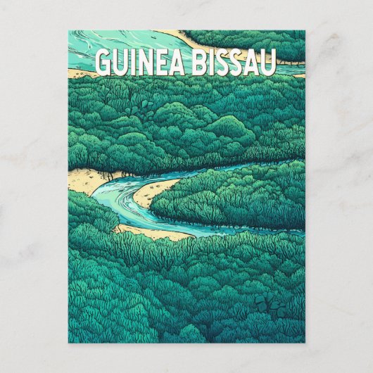 Carte Postale Guinée Bissau Illustration Voyage Art Vintage (Devant)