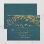 Carte Postale Guirlande de lumières scintillantes sarcelle et or (Devant / Derrière)