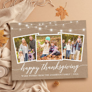 Carte Postale Guirlande lumineuse calligraphiée Kraft Joyeux Tha