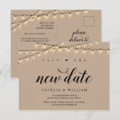 Carte Postale Guirlandes Lumineuses, Kraft, Sauvegarder la nouve (Devant / Derrière)