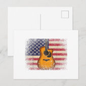 Carte Postale Guitar 4th of July Venin American Flag USA - Count (Devant / Derrière)