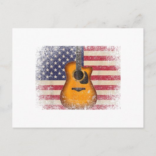 Carte Postale Guitar 4th of July Venin American Flag USA - Count (Devant)