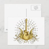 Carte Postale Guitare à ailes dorées (Devant / Derrière)