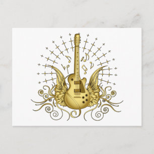 Carte Postale Guitare à ailes dorées