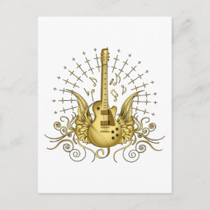 Carte Postale Guitare à ailes dorées