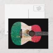 Carte Postale Guitare acoustique du drapeau mexicain vieilli et  (Devant / Derrière)