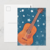Carte Postale Guitare acoustique étoile étoile bleu nuit (Devant / Derrière)