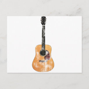 Carte Postale Guitare acoustique verticale en détresse