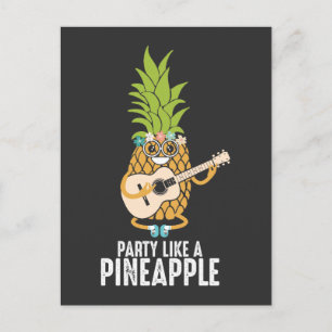Carte Postale Guitare ananas Aloha Hawaii Fruit de vacances