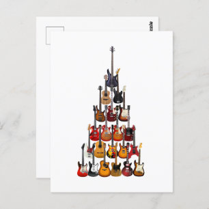Carte Postale Guitare Arbre de Noël Musique Rock Light